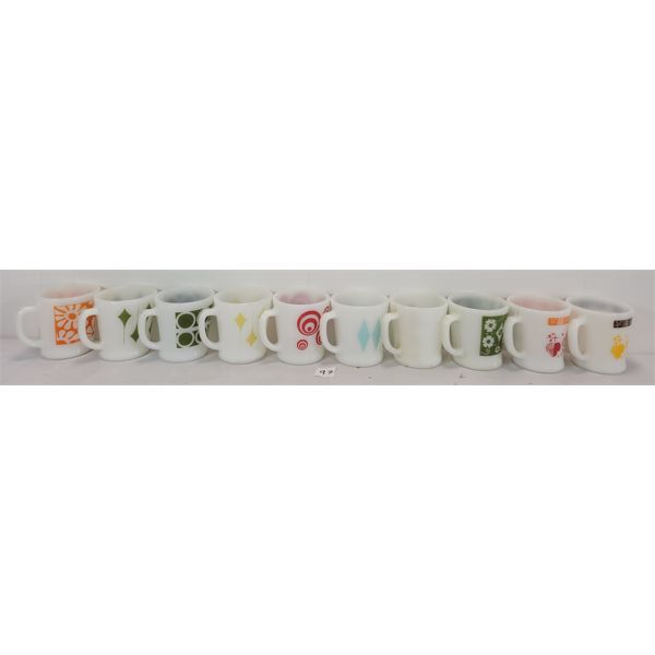 LOT OF 10 - ANCHOR HOCKING FIRE KING MUGS