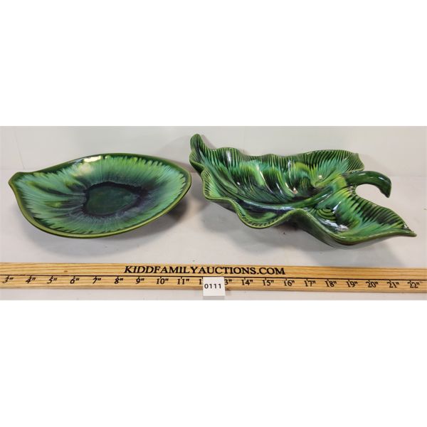 LOT OF 2 - BEAUCE POTTERY LEAF DISHES 