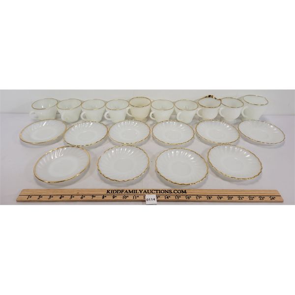 LOT OF 10 - FIRE KING CUPS & SAUCERS