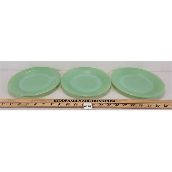 LOT OF 3 - FIRE KING JADEITE PLATES