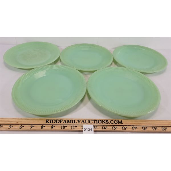 LOT OF 5 - FIRE KING JADEITE PLATES 