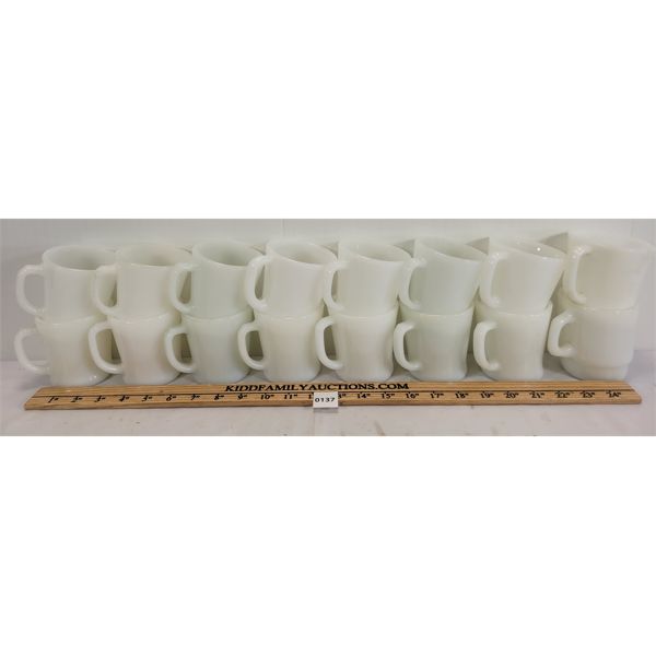 LOT OF 16 - WHITE ANCHOR HOCKING FIRE KING MUGS