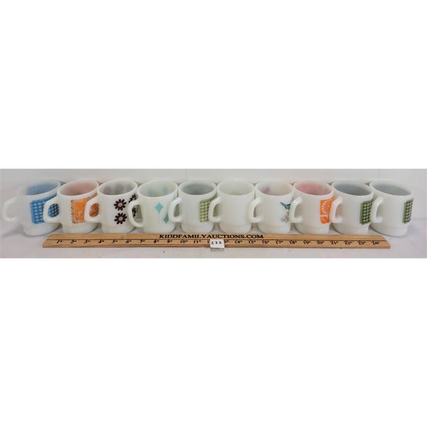 LOT OF 10 - ANCHOR HOCKING FIRE KING MUGS