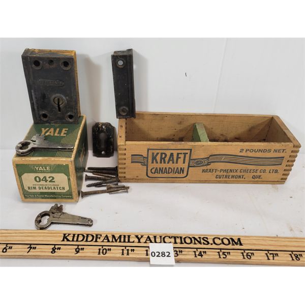 LOT OF 2 - YALE LOCKING HARDWARE AND KRAFT CHEESE BOX