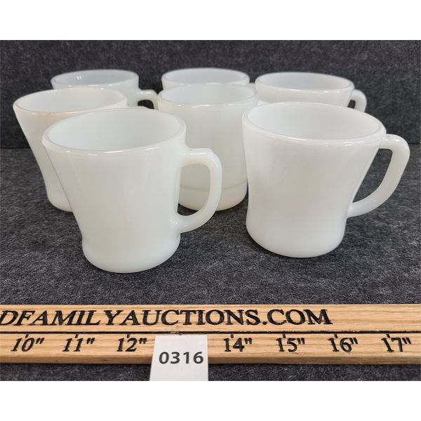 LOT OF 7 - WHITE ANCHOR HOCKING FIRE KING MUGS