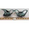 Image 1 : LOT OF 2 - GLAZED POTTERY CREAM & SUGAR DISHES