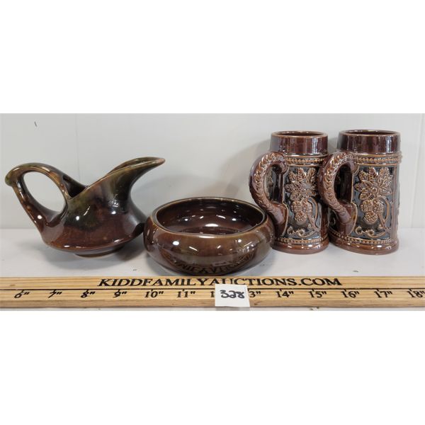 LOT OF 4 - OCCUPIED JAPAN STEINS, BEAUCE BOWL & PITCHER
