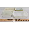Image 2 : LOT OF 4 - PYREX & FIRE KING BUTTER DISHES & LOAF PAN