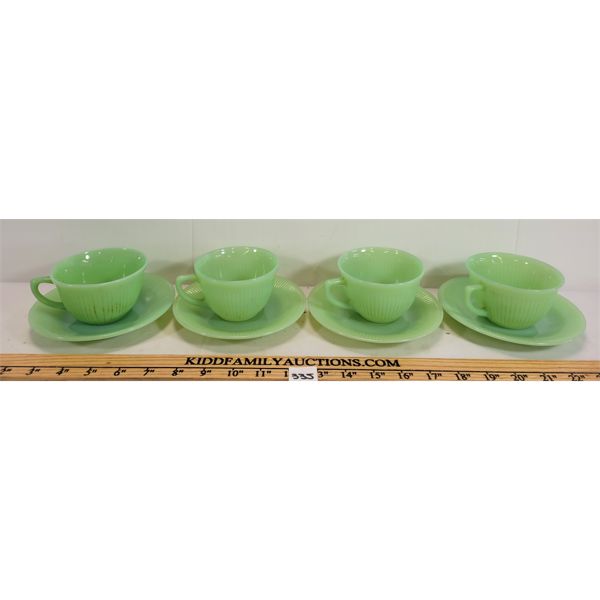 LOT OF 8 - FIRE KING JADEITE MUGS & SAUCERS