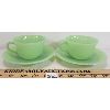 Image 1 : LOT OF 4 - FIRE KING JADEITE MUGS W/ SAUCERS