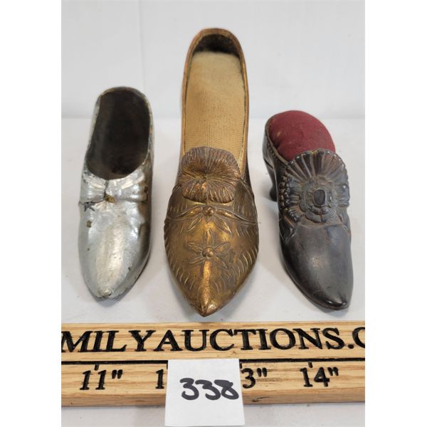 LOT OF 3 - SHOE STYLE HAT PIN CUSHIONS