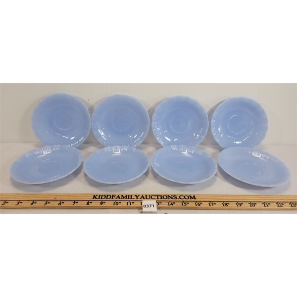 LOT OF 8 - PYREX DELPHITE BLUE SAUCERS 