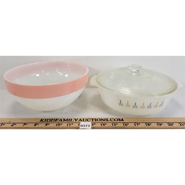 LOT OF 2 - FIRE KING CASSEROLE BOWLS