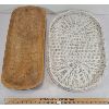 Image 1 : LOT OF 2 - WICKER & PINE SERVING TRAYS 