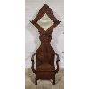 Image 1 : TIGER OAK CARVED HALL SEAT W/ MIRROR & STORAGE