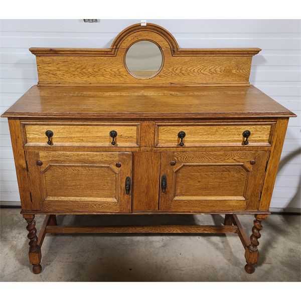ANTIQUE SIDEBOARD W/ BARLEY TWIST LEGS Kidd Family Auctions