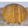 Image 5 : LOT OF 5 - TWO LEAF OAK ROUND DINING TABLE W/ CHAIRS