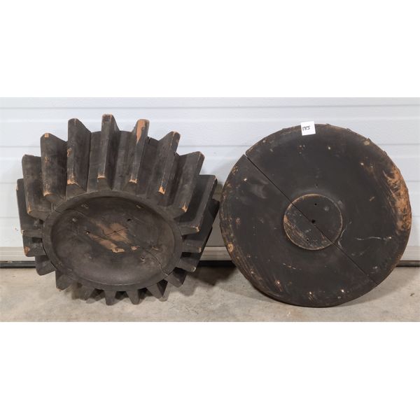 LOT OF 2 - WOOD COG WHEEL GEARS