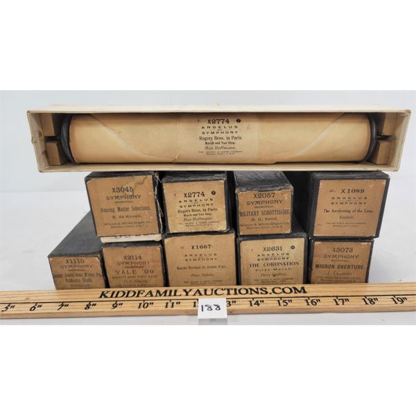 LOT OF 9 - PLAYER PIANO ROLLS 