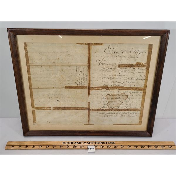 FRENCH EXTRACT FROM THE REGISTERS DOCUMENT - DATED 1710