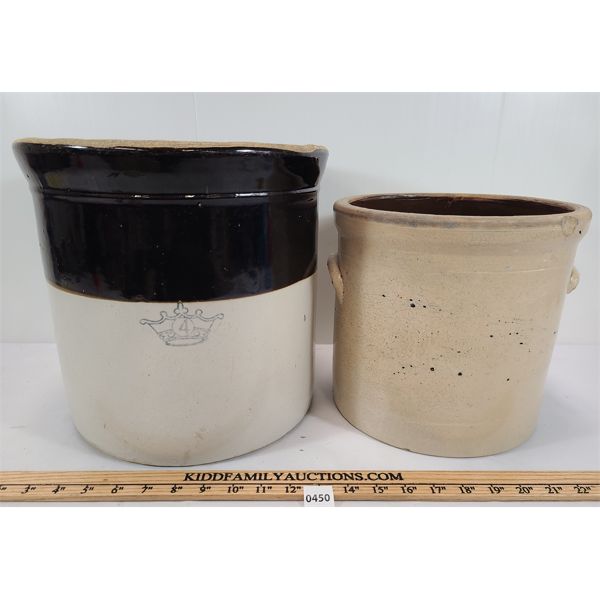 LOT OF 2 - OPEN TOP CROCKS - INCL 4 GAL 