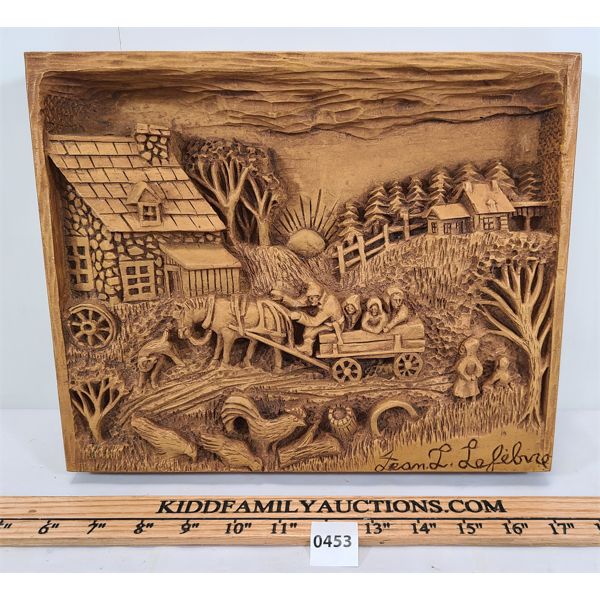 HAND CARVED FOLK ART SCENE - SIGNED JEAN L. LEFEBVRE