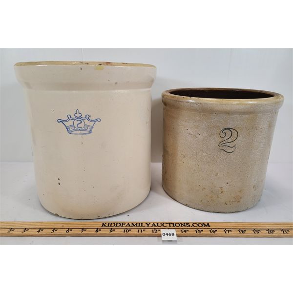 LOT OF 2 -  TWO GAL OPEN TOP CROCKS 