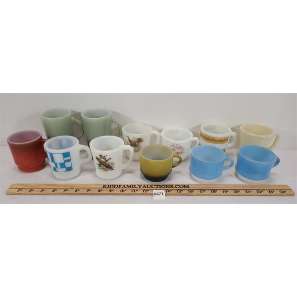 LOT OF 12 - FIRE KING MUGS 