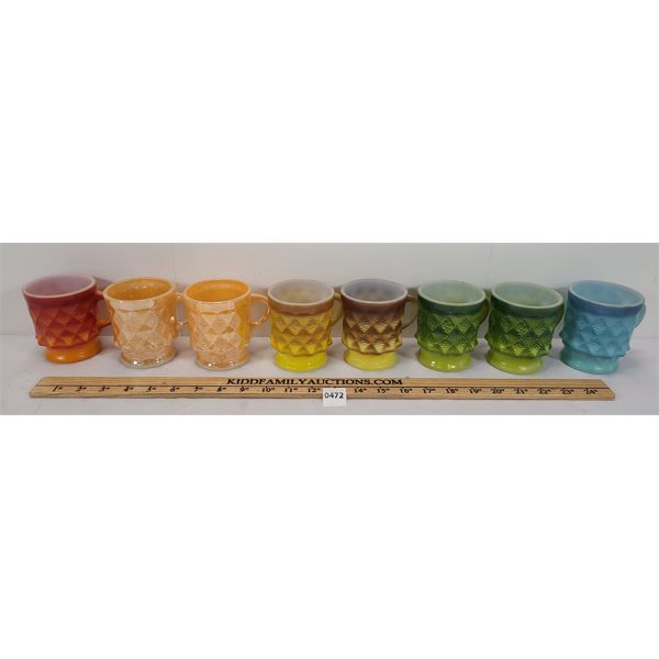 LOT OF 8 - ANCHOR HOCKING FIRE KING KIMBERLY MUGS 