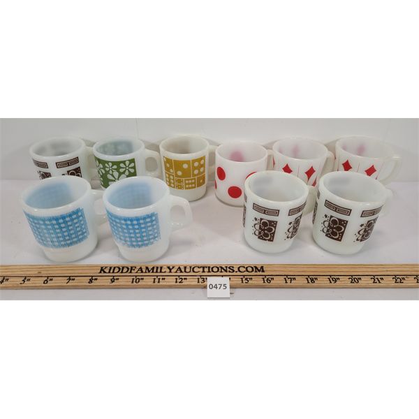 LOT OF 10 - ANCHOR HOCKING FIRE KING MUGS 