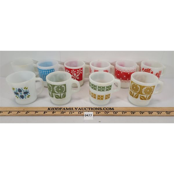 LOT OF 10 - ANCHOR HOCKING FIRE KING MUGS