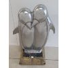 Image 1 : PAIR OF POLISHED CHROME PENGUINS ON WOOD BASE 