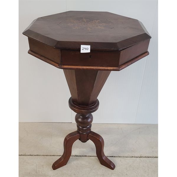 VICTORIAN SEWING STAND W/ INLAY TOP