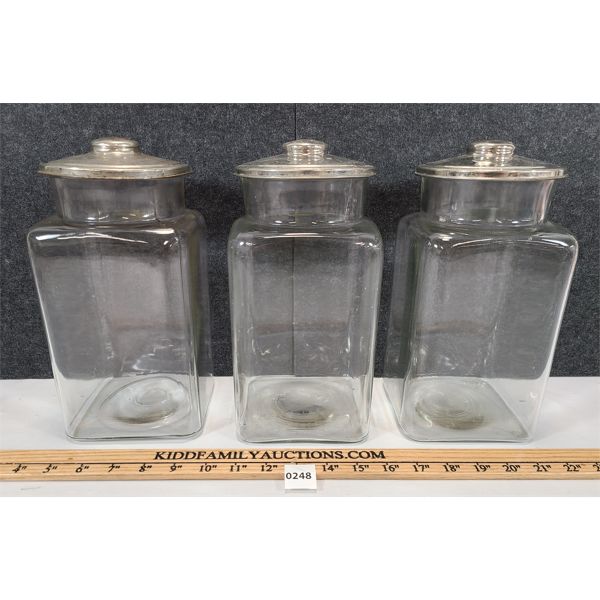 LOT OF 3 - GENERAL STORE COUNTERTOP JARS