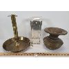 Image 4 : LOT OF 3 - CANDLESTICK HOLDERS AND BRASS SPITTOON