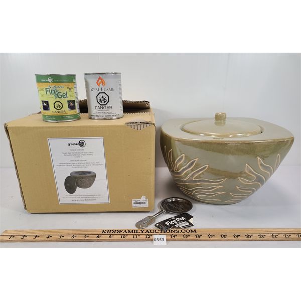 LOT OF 4 - GREENEARTH FIRE POT W/ CITRONELLA & REAL FLAME