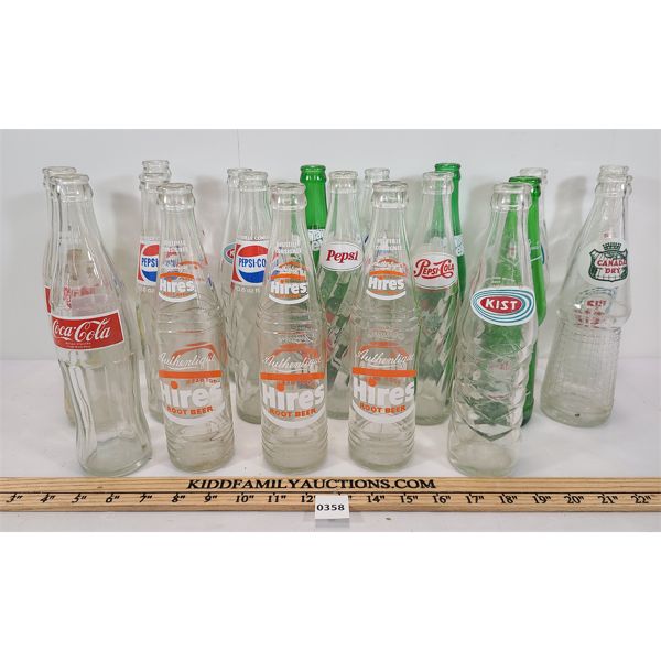 JOB LOT - MISC BOTTLES - INCL KIST, PEPSI, COCA-COLA & HIRES, ETC. 