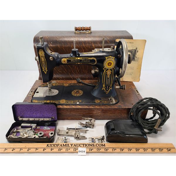 WESTERN ELECTRIC SEWING MACHINE W/ ACCESSORIES