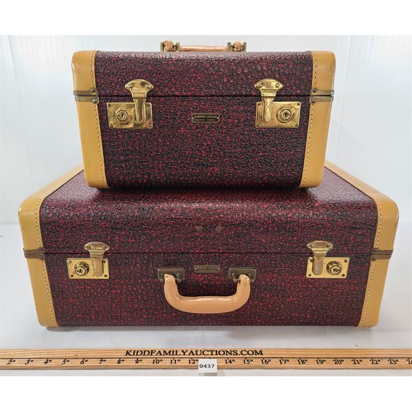 LOT OF 2 - DOMINION LUGGAGE SUITCASE & VANITY COSMETIC TRUNK