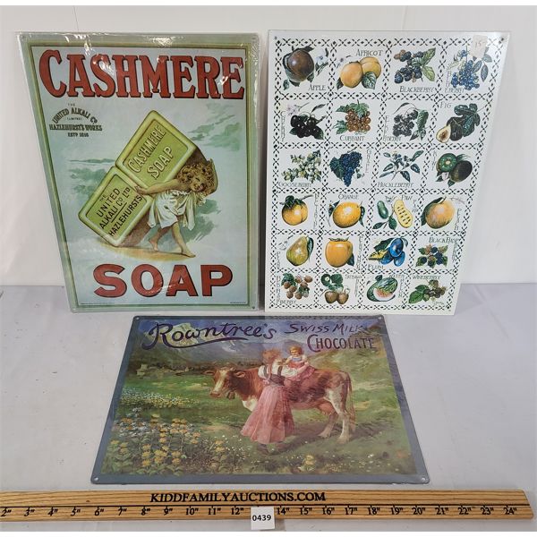 LOT OF 3 - SST SIGNS - INCL ROWNTREE'S & CASHMERE, ETC. 