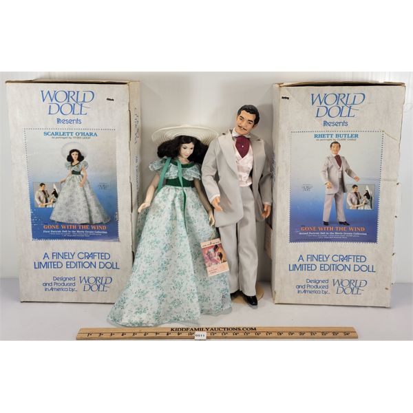 LOT OF 2 - WORLD DOLL "GONE WITH THE WIND" RHETT & SCARLETT DOLLS W/ BOXES