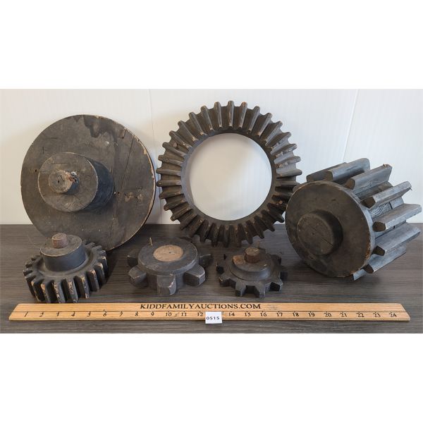 LOT OF 6 - WOOD COG WHEEL GEARS