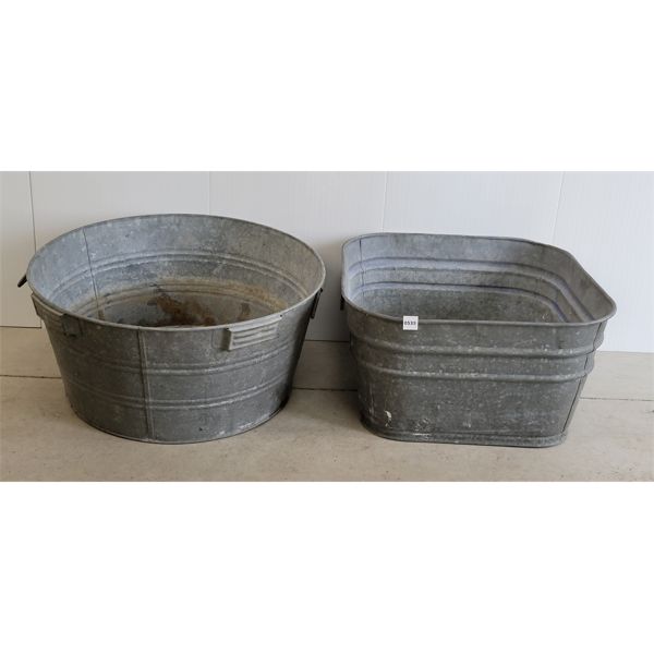 LOT OF 2 - GALVANIZED WASH TUBS
