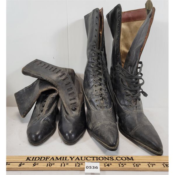 LOT OF 2 - PAIRS OF VICTORIAN (?) WOMENS LEATHER HEELS