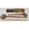 Image 2 : LOT OF 4 - PRIMITIVE COOKING LADLES, CANADIAN CHEESE LOAF BOX & WALL BOX