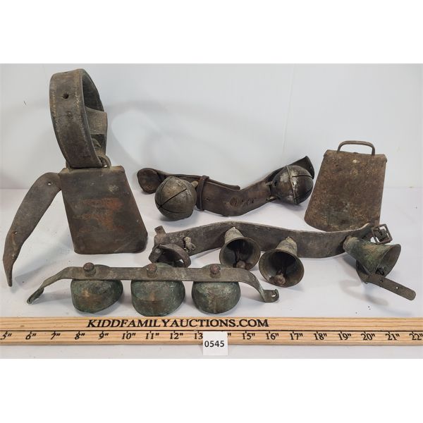 LOT OF 5 - CAST COWBELLS & CROTAL BELLS