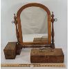 Image 1 : LOT OF 3 - WOODEN BOXES & SHAVING MIRROR - SEE ALL PICS