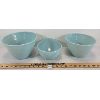 Image 2 : LOT OF 3 - FIRE KING DELPHITE BLUE MIXING BOWLS