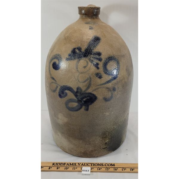 STONE WARE BLUE FLORAL 5GAL FINGER CROCK
