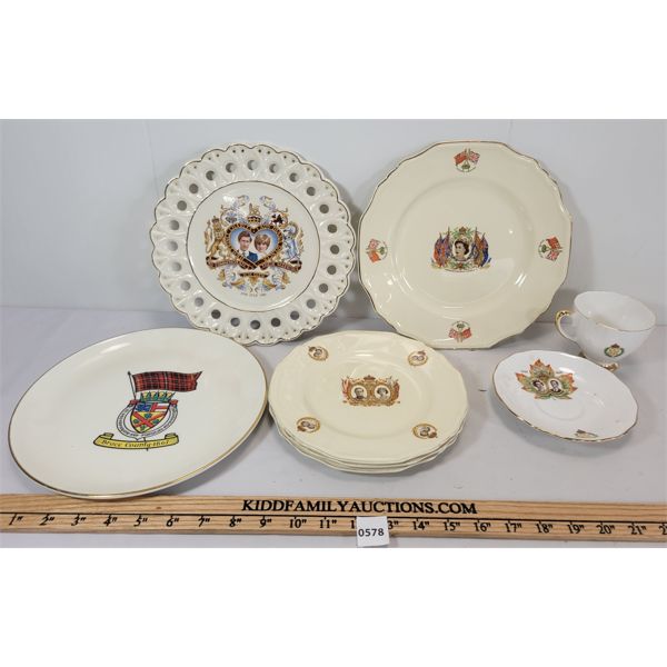 LOT OF 7 - ROYAL VISIT TO CANADA DISHES - INCL 1939 & 1959 - SEE ALL PICS